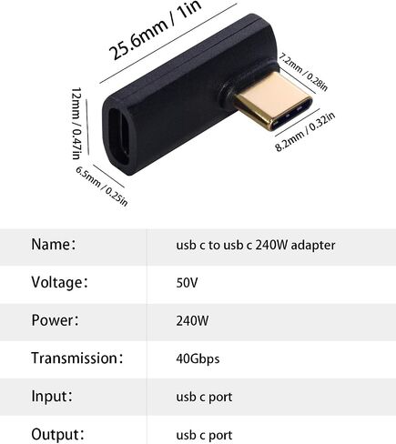 محول Duttek 240 واط USB C أنثى إلى أنثى، وصلة USB C 40 جيجابت في الثانية، وصلة USB C أنثى إلى أنثى مع شاشة عرض فيديو 8K@60 هرتز متوافقة مع Switch، والكمبيوتر اللوحي، وiPad، وMacBook، وThunderbolt 4/3 (عبوتان) in Saudi Arabia