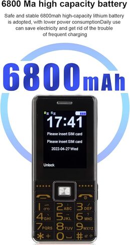 هاتف Zyyini المحمول لكبار السن، G600 متعدد الوظائف 2G هاتف خلوي غير مقفل، حجم كبير بخط كبير، ثنائي الشريحة، مع مصباح يدوي واحد ومنبه SOS، 6800 مللي أمبير في الساعة in Saudi Arabia
