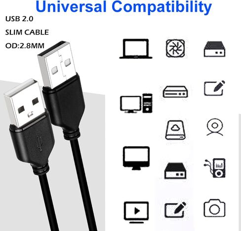 كابل USB2.0 A نحيف إلى USB A بطول 20 قدم، كابل USB2.0 طويل USB2.0 A إلى كابل شحن طويل سريع الشحن لأجهزة PS5 ولوحة المفاتيح والماوس والمزيد! قطر السلك 2.8 ملم in Kuwait
