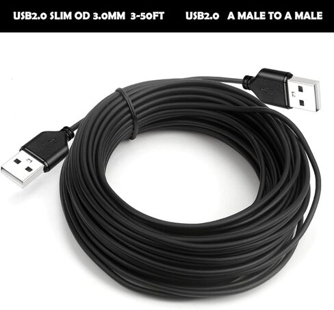 كابل USB2.0 A نحيف إلى USB A بطول 20 قدم، كابل USB2.0 طويل USB2.0 A إلى كابل شحن طويل سريع الشحن لأجهزة PS5 ولوحة المفاتيح والماوس والمزيد! قطر السلك 2.8 ملم in Kuwait
