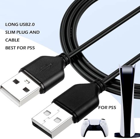 كابل USB2.0 A نحيف إلى USB A بطول 20 قدم، كابل USB2.0 طويل USB2.0 A إلى كابل شحن طويل سريع الشحن لأجهزة PS5 ولوحة المفاتيح والماوس والمزيد! قطر السلك 2.8 ملم in Kuwait