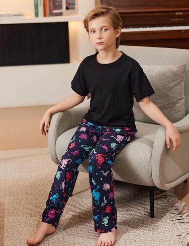Ekouaer Pajama Pants for Boys Soft Pajama Pants Plaid Long Pj Pants Kids Cute Elastic Waist Bottoms 6-14 Years in Saudi Arabia