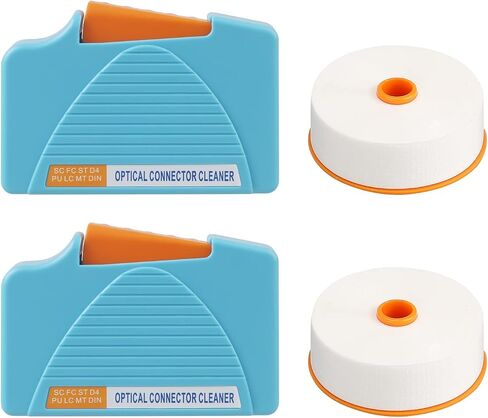 Fiber Optic Cleaning Box - FTTH Fiber Optic Cleaner for FC & SC & LC End Faces & Optical Connectors -Over 500 Times of use Anti Static Clean Tool come with Replacement Core, Blue (2 Pack) in Saudi Arabia
