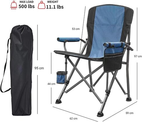 Camping Chair: 500 lbs Support, with Carry Bag, Cup Holder, and Organizer (Navy/Black) in Saudi Arabia