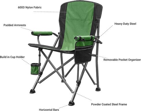 Camping Chair: 500 lbs Support, with Carry Bag, Cup Holder, and Organizer (Navy/Black) in Saudi Arabia