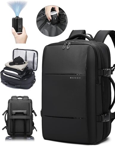 BANGE Airback Backpack with Anti-Theft Vacuum Compression Travel Backpack,Expandable Backpacks with Pump for Airplanes in Kuwait