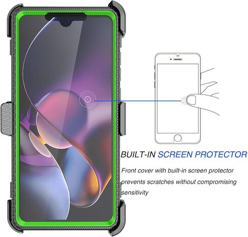 حافظة Tekcoo لهاتف Motorola Moto G Stylus 2024 [5G فقط] [Tshell] ممتص للصدمات [واقي شاشة مدمج] [مشبك حزام قفل بمسند] حامل دوار غطاء كامل للجسم [أخضر] in Kuwait