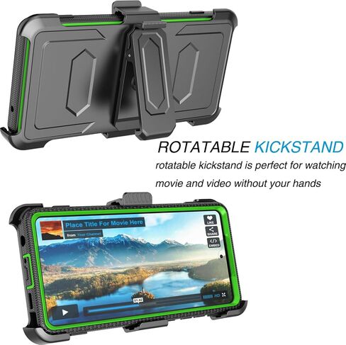 حافظة Tekcoo لهاتف Motorola Moto G Stylus 2024 [5G فقط] [Tshell] ممتص للصدمات [واقي شاشة مدمج] [مشبك حزام قفل بمسند] حامل دوار غطاء كامل للجسم [أخضر] in Kuwait