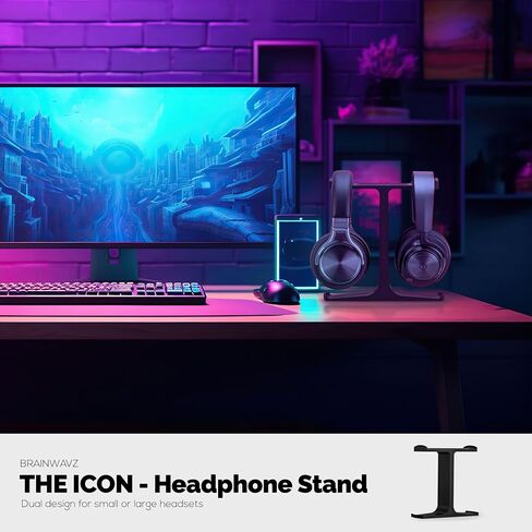 BRAINWAVZ The Icon - Dual Headphone Stand for Desk - Universal Design for All Gaming & Audio Headsets in Saudi Arabia