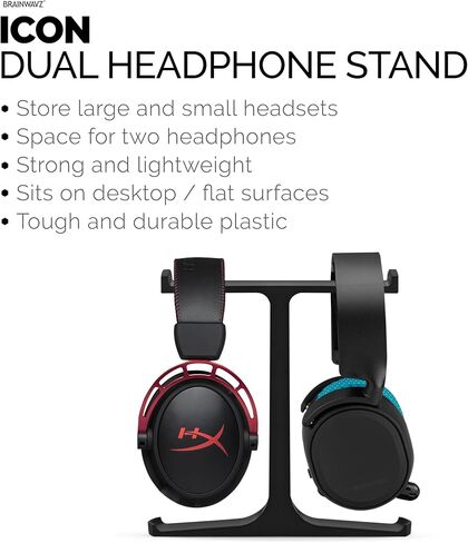 BRAINWAVZ The Icon - Dual Headphone Stand for Desk - Universal Design for All Gaming & Audio Headsets in Saudi Arabia