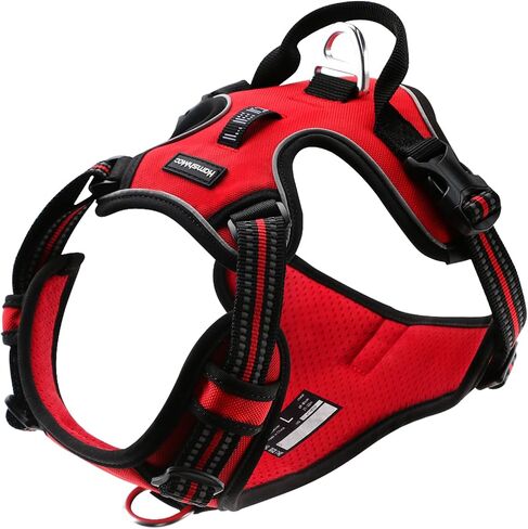 Hamshmoc Dog Harness, Reflective Soft Breathable Mesh Oxford Harness for Dogs, 2 Metal Rings & 4 Adjustable Buckles Pet Vest Easy Control Handle for Training and Walking (Blue, L) in Saudi Arabia