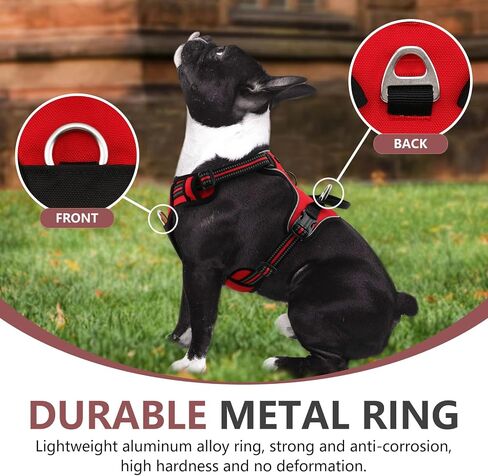 Hamshmoc Dog Harness, Reflective Soft Breathable Mesh Oxford Harness for Dogs, 2 Metal Rings & 4 Adjustable Buckles Pet Vest Easy Control Handle for Training and Walking (Blue, L) in Saudi Arabia