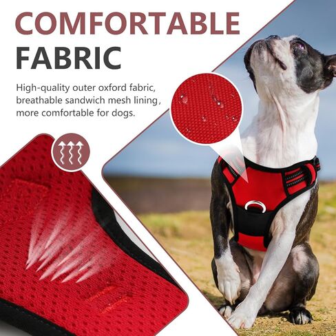 Hamshmoc Dog Harness, Reflective Soft Breathable Mesh Oxford Harness for Dogs, 2 Metal Rings & 4 Adjustable Buckles Pet Vest Easy Control Handle for Training and Walking (Blue, L) in Saudi Arabia