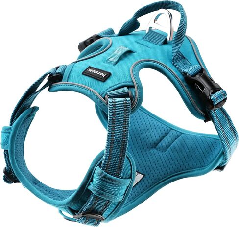 Hamshmoc Dog Harness, Reflective Soft Breathable Mesh Oxford Harness for Dogs, 2 Metal Rings & 4 Adjustable Buckles Pet Vest Easy Control Handle for Training and Walking (Blue, L) in Saudi Arabia