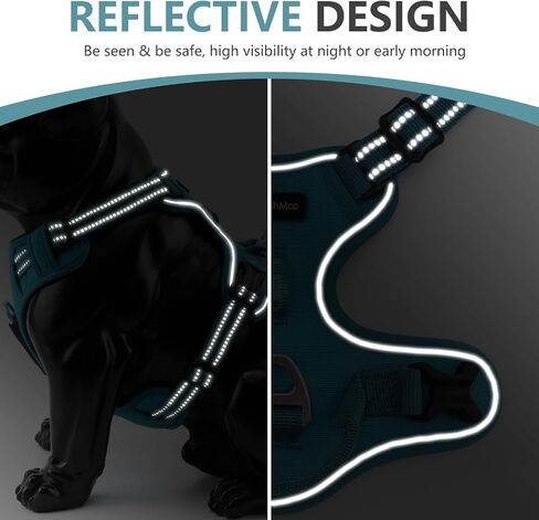 Hamshmoc Dog Harness, Reflective Soft Breathable Mesh Oxford Harness for Dogs, 2 Metal Rings & 4 Adjustable Buckles Pet Vest Easy Control Handle for Training and Walking (Blue, L) in Saudi Arabia