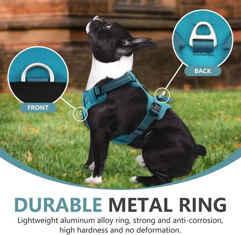 Hamshmoc Dog Harness, Reflective Soft Breathable Mesh Oxford Harness for Dogs, 2 Metal Rings & 4 Adjustable Buckles Pet Vest Easy Control Handle for Training and Walking (Blue, L) in Saudi Arabia