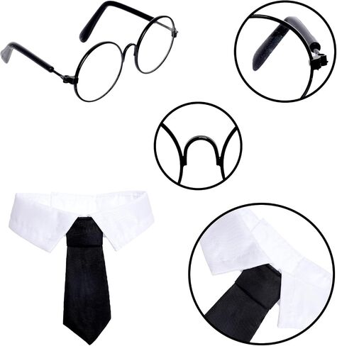Dog Cat Halloween Costumes,Witch and Wizard Costume Cloak, Role-Playing Costume Accessories, Glasses and Tie Set,Suitable for Small and Medium-Sized Cat and Dog in Saudi Arabia