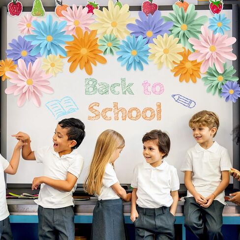 18 Pcs Paper Flowers Decorations for Wall DIY Paper Flower Bulletin Board 3D Fiesta Paper Floral Backdrop Decoration for Photo Backdrop Classroom Back to School Party in Kuwait