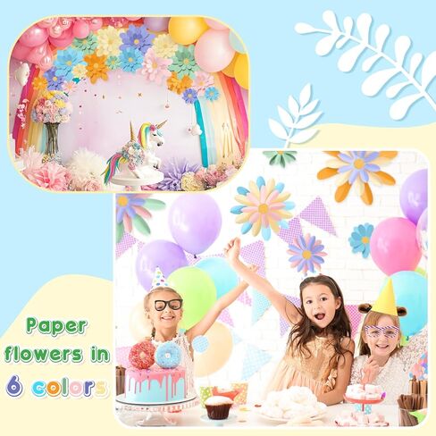 18 Pcs Paper Flowers Decorations for Wall DIY Paper Flower Bulletin Board 3D Fiesta Paper Floral Backdrop Decoration for Photo Backdrop Classroom Back to School Party in Kuwait