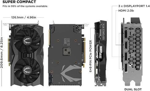 بطاقة رسومات الألعاب ZOTAC GeForce RTX 2070 Super Mini 8GB GDDR6 256-Bit 14Gbps للألعاب، Ice Storm 2.0، مضغوطة للغاية، ZT-T20710E-10M (متجددة) in Kuwait