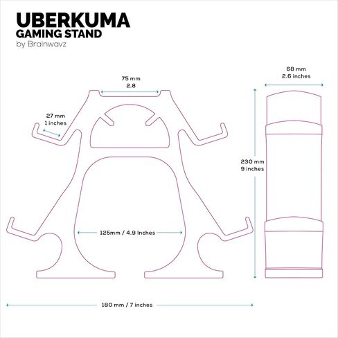 BRAINWAVZ The UberKuma - حامل وحدة تحكم رباعي وحامل سماعة رأس للمكاتب، مناسب لجميع أجهزة الألعاب وسماعات الرأس - أسود in Saudi Arabia