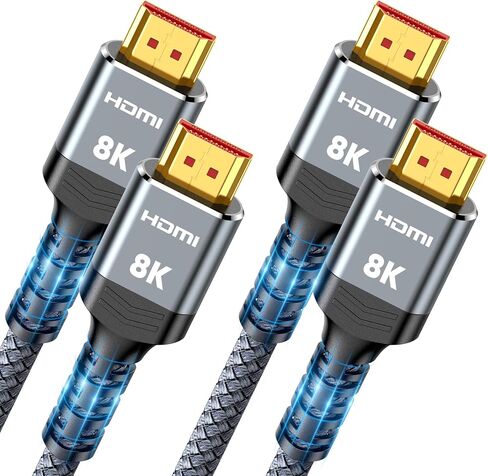 10K 8K HDMI 2.1 Cable 2-Pack 6.6FT, Highwings Certified 48Gbps Ultra High Speed Slim HDMI Cord, Support 4K@120Hz 8K@60Hz, HDCP 2.2&2.3, Dynamic HDR,eARC,DTS:X, Compatible with Roku TV/HDTV/PS5/Blu-ray in Saudi Arabia