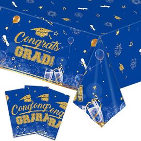 3 Pcs Graduation Tablecloths 54"x108", Waterproof Rectangular Graduation Decorations Table Cover for 2024 Graduation Party Supplies, Gongrats Grad Tablecover Class of 2024, Black