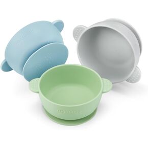 PandaEar 3 Pack Suction Bowls for Baby Toddlers 6-12 months, Silicone Baby Bowls with Suction for Food Feeding, BPA Free Toddler Bowls, Microwave and Dishwasher Safe