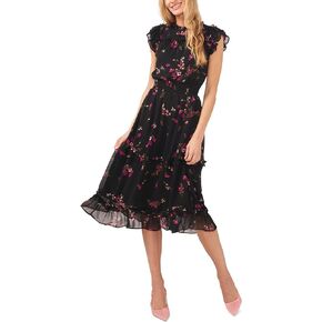 CeCe Ruffle Midi Dress with Smocking