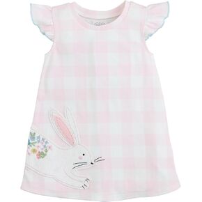 Mud Pie Baby Girls Bunny Check Tshirt Dress Pink in Kuwait