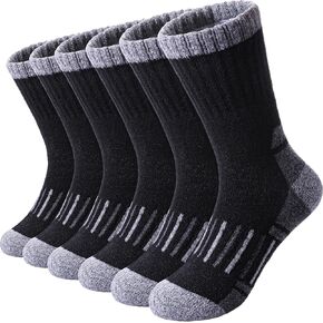 LINEMIN Kids Merino Wool Hiking Socks Toddlers Boys Girls Winter Warm Thick Thermal Boot Cushion Crew Socks 6 Pairs