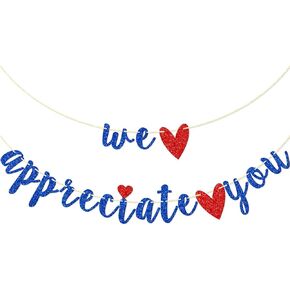 We Appreciate You Banner, Pre-Strung Staff Appreciation Banner, Employee Appreciation, Clinic, Office Break Rooms, Boss Teacher Doctor Nurse Appreciation Banner, Thank You Staff Party Decor (Black)