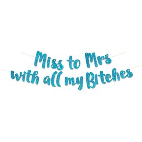 Miss to Mrs Classy & Sassy Bachelorette Black Glitter Banner - Bachelorette Party Decorations, Favors and Supplies