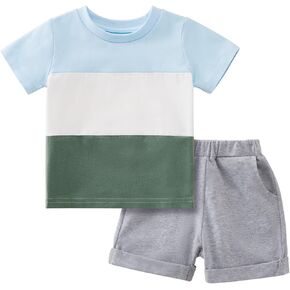 SYNPOS طفل صبي طقم ملابس صيفي بيبي بوي مجموعات قصيرة غير رسمية بيبي بوي القطن مجموعة ملابس 6M 12M 18M 24M 2T 3T in Kuwait