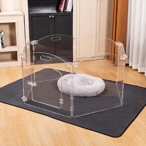 Dog Playpen OR Extra Wide 144" House Dog Gates 2-in-1 – Foldable 6 Panel Acrylic Indoor Fence, Clear Pet Gate with Door, 24" Tall Freestanding Play Pen for Puppy Small to Medium Dogs in Kuwait