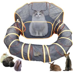 Outdoor Cat Enclosures Portable,Foldable Outside Cat Playpen Enclosed with Tunnel,Outdoor Cat Enclosures for Indoor Cats, Portable Cat Playhouse,Suitable for Small pet Cats, Dogs (Orange)