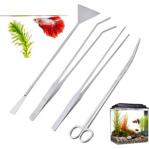 مجموعة أدوات Aquascape مكونة من 4 قطع، تتضمن أدوات Aquascaping المصنوعة من الفولاذ المقاوم للصدأ LCCOWOT ملاقط طويلة لحوض السمك، وملقط تغذية، ومقص لحوض السمك، ومكشطة طحالب لحوض السمك لخزان الأسماك، ونبات التنظيف، والتشذيب in Kuwait