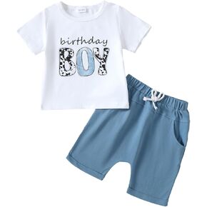 مجموعة ملابس Viworld لعيد الميلاد للأولاد الصغار بأكمام قصيرة وقميص مطبوع عليه حروف وبنطلون قصير على شكل كعكة سماش in Kuwait