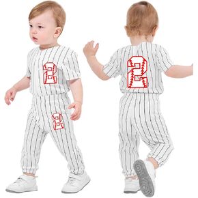 NHUHEQ Toddler Boys Birthday Outfit Baseball Jersey and Pants 2pcs 1-6 Years Old Stripe Softball Shirt Summer Clothes