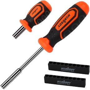 HORUSDY 2-Piece 1/4" Bit Driver Magnetic Screwdriver Bit Holder, 190mm and 90mm Long, Screwdriver Handle for Magnet Tip