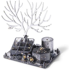 ISSEVE Silicone Epoxy Resin Molds 32Pcs Deer Makeup Jewelry Display Tray Molds Kit with 9-Slot Lipstick Organizer Pen Holder Hexagon Storage Box and Tools etc for DIY Resin Casting Crafts in Kuwait