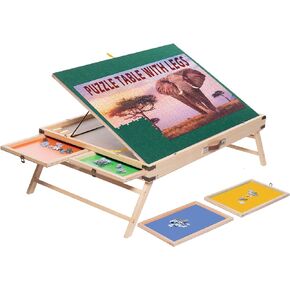 طاولة ألغاز بأرجل، طاولة ألغاز خشبية محمولة قابلة للطي مع أدراج، لوحة طاولة ألغاز قابلة للتعديل مقاس 34 × 25، مكتب حامل ألغاز قابل للقفل وقابل للطي للبالغين مع غطاء (1500-2000 قطعة) in Kuwait