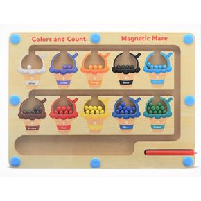 ADRGP Magnetic Color and Number Maze Montessori Toy, Fine Motor Skills Toy, Wooden Color Matching & Counting Puzzle Board Toddler Educational Preschool Toys for Kids, Boys and Girls 3 4 5 6 Years Old