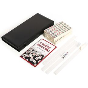 مجموعة ألعاب ماجونج صغيرة للسفر، مجموعة بلاط ماجونج صيني مع 146 بلاطًا عاجيًا (0.8 بوصة)، 4 رفوف وحقيبة حمل حمراء، مجموعة ألعاب ماه جونج المحمولة وخفيفة الوزن in Kuwait