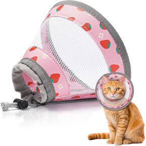 Cat Cone Collar Soft - Adjustable Cat Recovery Collar Kitten Lightweight Elizabethan Collar to Stop Licking Pet E Cone for Small Medium Cats After Surgery Prevent from Licking Wounds (Pink, S)