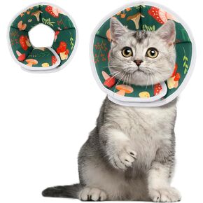 Mushroom Soft Cat Recovery Collar Adjustable Elizabethan Pet Kittens Neck Protective Cone After Surgery Prevent from Licking and Scratching Washable Comfortable Protective Collar (S)