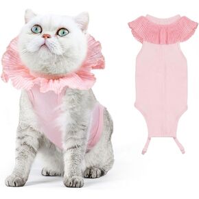 Cat Surgery Recovery Suit for Female Cat, Breathable Surgical Recovery Shirt for Abdominal Wounds Skin Diseases After Surgery, Soft Fabric Kitten Onesie, E-Collar Alternative for Cats, S Blue