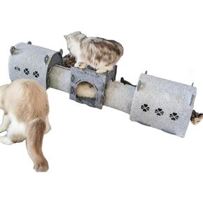 DIY Removable Cat Tunnel Bed, Large 2 Way Cat Tube Self Play, Indoor Cat Condo/Cat House Cube, Collapsible Interactive Peephole Pet Cave Toy for Cat Kitty Kitten Puppy Rabbit L 63" in Kuwait