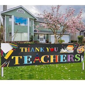 Thank You Teachers Teacher Appreciation Week Banner Sign Decorations, Teachers Staffs Appreciation Week 2024 Banner Decorations