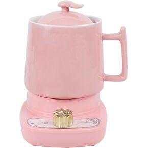 Large Capacity Ceramic Coffee Cup Gift Set Coffee Heater Heating 100°C Warm Gift Best Friend Mother Wife Nitial Christian Gifts（Green）